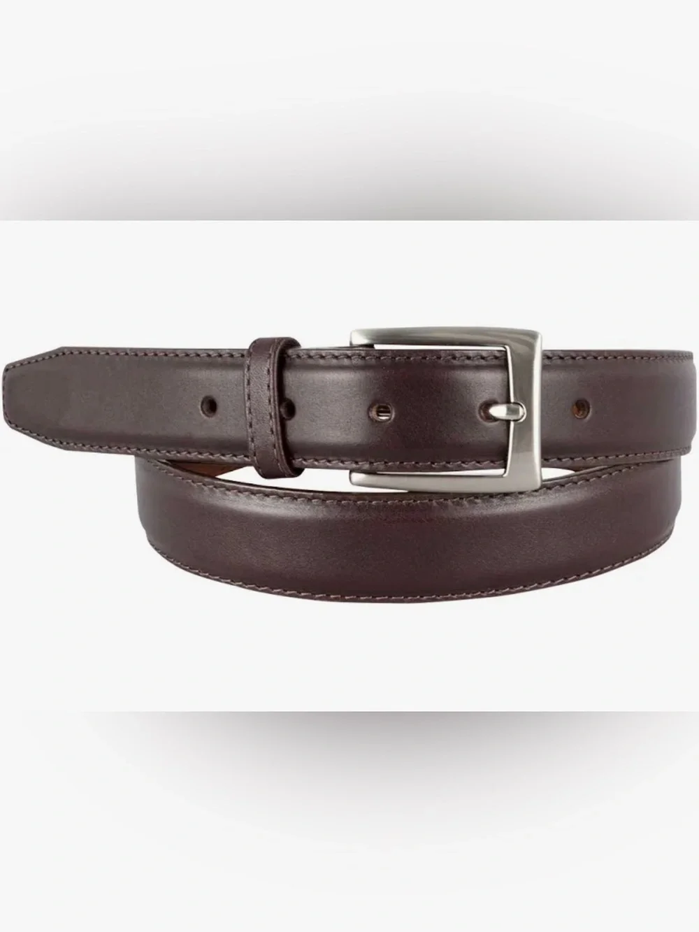Brighton Norton Dress Belt Dark Brown MENS Made In USA Size 42 Silver Buckle